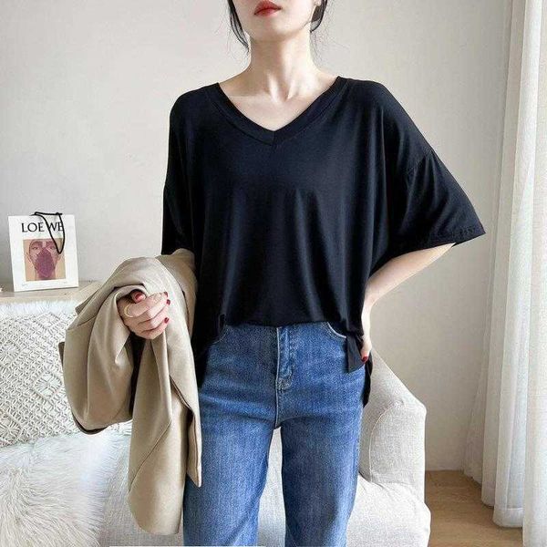 spring and blouses summer large v neck solid color short sleeved bottoming shirt, White
spring and blouses summer large v neck solid color short sleeved bottoming shirt, White