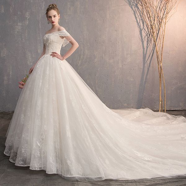 wed dress for bride ball gown long boho beach luxurious crystal lace appliques bridal gown custom made with detachable train robes de mariee, White
wed dress for bride ball gown long boho beach luxurious crystal lace appliques bridal gown custom made with detachable train robes de mariee, White