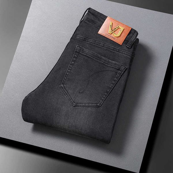 and autumn winter thick embroidered black grey jeans men's high end busin casual stretch slim fit denim pants, Blue
and autumn winter thick embroidered black grey jeans men's high end busin casual stretch slim fit denim pants, Blue