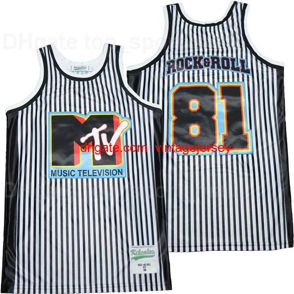 music television mtv 81 rock & roll jersey men basketball stripe white color team embroidery and sewing pure cotton breathable sport uniform, Black
music television mtv 81 rock & roll jersey men basketball stripe white color team embroidery and sewing pure cotton breathable sport uniform, Black