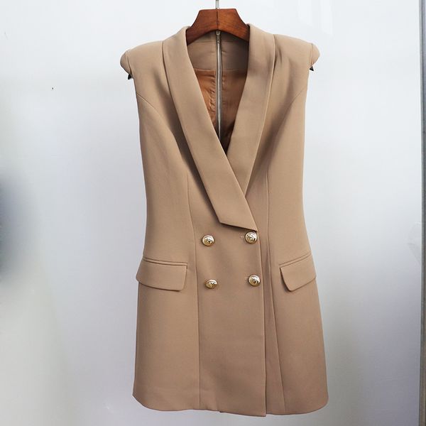 312 2023 runway dress spring summer dress brand same style empire lapel neck sleeveless khaki womens dress fashion oulaidi, Black
312 2023 runway dress spring summer dress brand same style empire lapel neck sleeveless khaki womens dress fashion oulaidi, Black