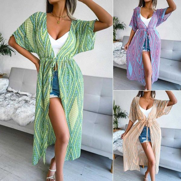 casual lace swimwear up printed chiffon cardigan long sunproof wear vacation, White;black
casual lace swimwear up printed chiffon cardigan long sunproof wear vacation, White;black