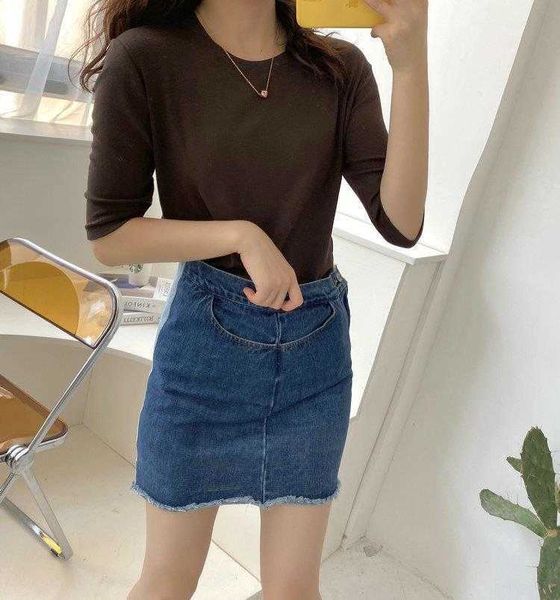 early autumn half sleeve t shirt womens solid color round neck with slim mask, White
early autumn half sleeve t shirt womens solid color round neck with slim mask, White
