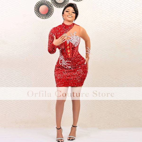 elegant red evening dresses 2023 sequins beads long sleeves aso ebi short prom gowns women reception party dress, Black;red
elegant red evening dresses 2023 sequins beads long sleeves aso ebi short prom gowns women reception party dress, Black;red