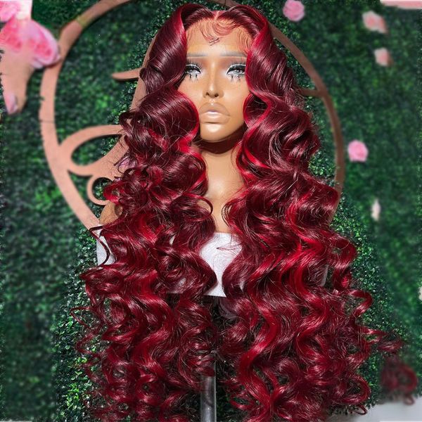 Highlight Red Loose Deep Wave Lace Closure Wig 13x4 Lace Front Curly Human Hair Wigs Glueless HD Transparent Syntheitc Lace Front Wig, Burgundy red color
Highlight Red Loose Deep Wave Lace Closure Wig 13x4 Lace Front Curly Human Hair Wigs Glueless HD Transparent Syntheitc Lace Front Wig, Burgundy red color