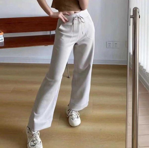 european version drawstring wide leg pants womens large pocket versatile casual, Black;white
european version drawstring wide leg pants womens large pocket versatile casual, Black;white