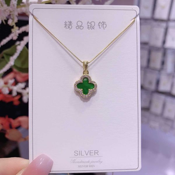 van clover necklace designer four leaf clover pendant s925 sterling silver korean version new green and white double-sided clover feminine l
van clover necklace designer four leaf clover pendant s925 sterling silver korean version new green and white double-sided clover feminine l