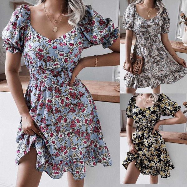summer casual square collar dress lantern sleeve floral print ruffled womens, Black;gray
summer casual square collar dress lantern sleeve floral print ruffled womens, Black;gray