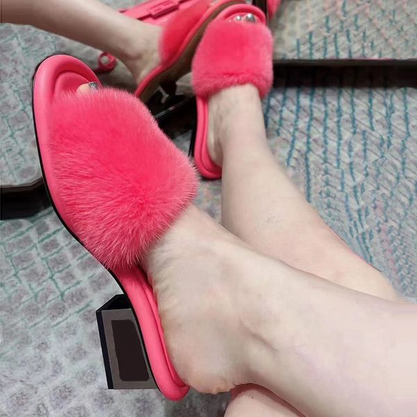 with box slides slippers sandals pink mink slippers sculpture metal heel sandals luxury designer women's slippers fur fluffy letter hee, Black
with box slides slippers sandals pink mink slippers sculpture metal heel sandals luxury designer women's slippers fur fluffy letter hee, Black