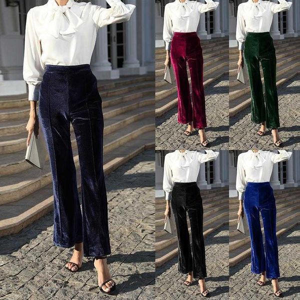 fall womens clothing gold capris velvet bootcut trousers high waist casual pants, Black;white
fall womens clothing gold capris velvet bootcut trousers high waist casual pants, Black;white