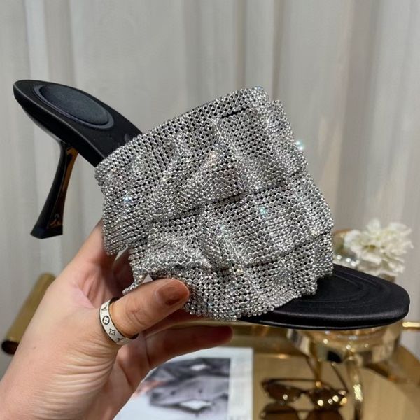 fashion slippers mule shoes women's slide high-heeled women's shoes factory decoration rhinestone silk chunky slip toe luxury desi, Black
fashion slippers mule shoes women's slide high-heeled women's shoes factory decoration rhinestone silk chunky slip toe luxury desi, Black
