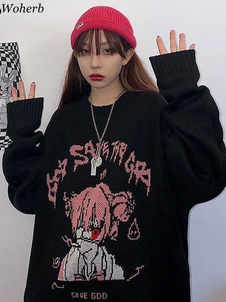 woherb black sweater women harajuku cartoon girl print knitted pullover 2023 y2k fashion pull femme punk korean ulzzang jumper p230331
woherb black sweater women harajuku cartoon girl print knitted pullover 2023 y2k fashion pull femme punk korean ulzzang jumper p230331