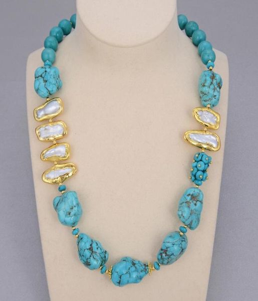 guaiguai jewelr blue turquoises rough natural white biwa freshwater pearl choker necklace 21quot vintage for women7247833, Silver
guaiguai jewelr blue turquoises rough natural white biwa freshwater pearl choker necklace 21quot vintage for women7247833, Silver