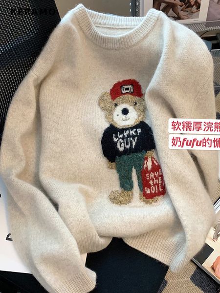women's t shirt 2023 autumn winter women o neck cartoon bear sweater patchwork harajuku korean style oversized cute long sleeve pullove, White
women's t shirt 2023 autumn winter women o neck cartoon bear sweater patchwork harajuku korean style oversized cute long sleeve pullove, White