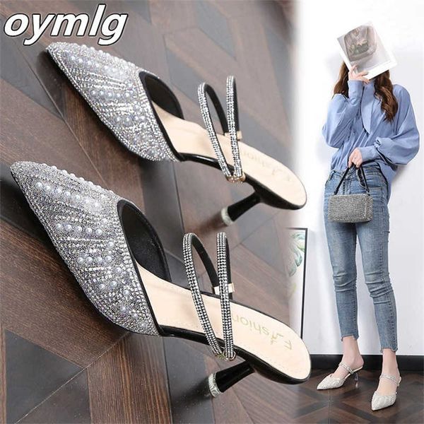 slippers rhinestone baotou back empty women's high heel sandals and slippers 2023 summer new ladies fashion pointed toe shoes, Black
slippers rhinestone baotou back empty women's high heel sandals and slippers 2023 summer new ladies fashion pointed toe shoes, Black