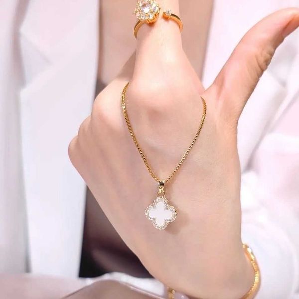 clover necklace designer four-leaf clover pendant japan korean version of the colorful double-sided black and white diamonds women's co, Silver
clover necklace designer four-leaf clover pendant japan korean version of the colorful double-sided black and white diamonds women's co, Silver