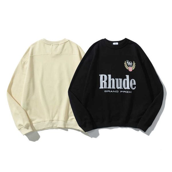 2022 american high street fashion brand rhude hd ear of wheat lettering hip hop men's and women's casual crew neck sweatshirt, Black
2022 american high street fashion brand rhude hd ear of wheat lettering hip hop men's and women's casual crew neck sweatshirt, Black