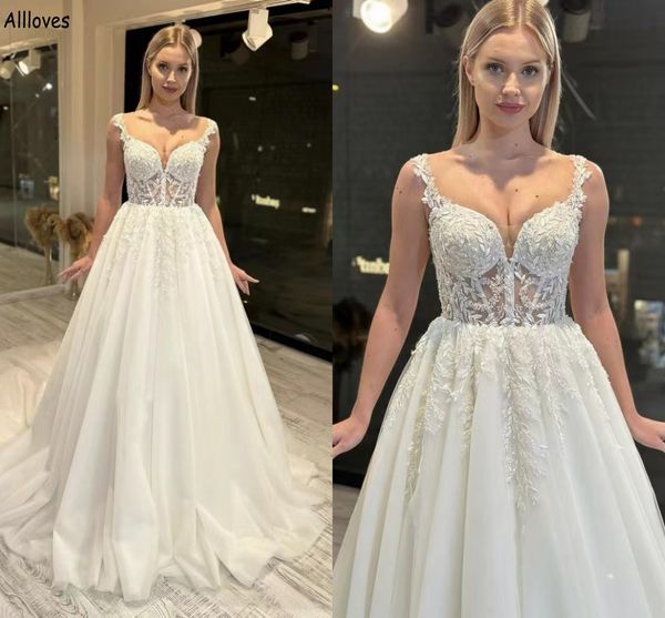 plus size maternity a line wedding dresses for women see through corset lace appliqued bridal gowns with spaghetti straps tulle sweep train, White
plus size maternity a line wedding dresses for women see through corset lace appliqued bridal gowns with spaghetti straps tulle sweep train, White