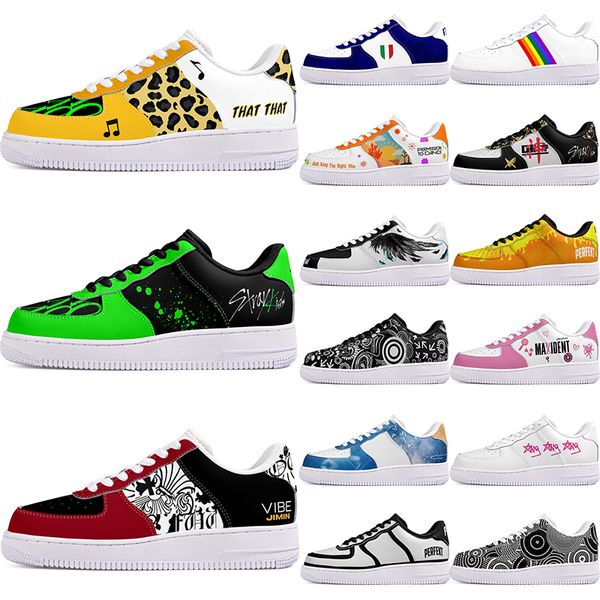 

DIY shoes winter Glossy white autumn mens Leisure shoes one for men women platform casual sneakers Classic cartoon graffiti trainers comfortable sports 86537