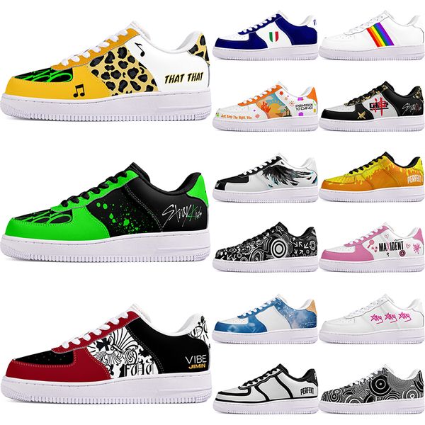 

DIY shoes winter Glossy white autumn mens Leisure shoes one for men women platform casual sneakers Classic cartoon graffiti trainers comfortable sports 86537