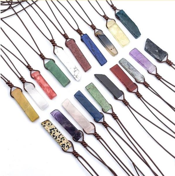brown black rope woven irregular strip stone pendant healing crystal agate quartz pillar necklace jewelry women men, Silver
brown black rope woven irregular strip stone pendant healing crystal agate quartz pillar necklace jewelry women men, Silver
