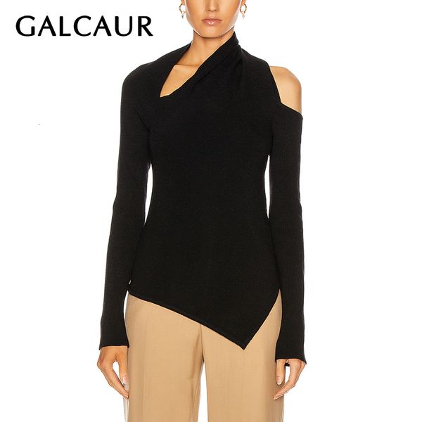 women's t shirt galcaur black sweater for women irregular collar long sleeve hollow out backless designer loose sweaters female clothes, White
women's t shirt galcaur black sweater for women irregular collar long sleeve hollow out backless designer loose sweaters female clothes, White