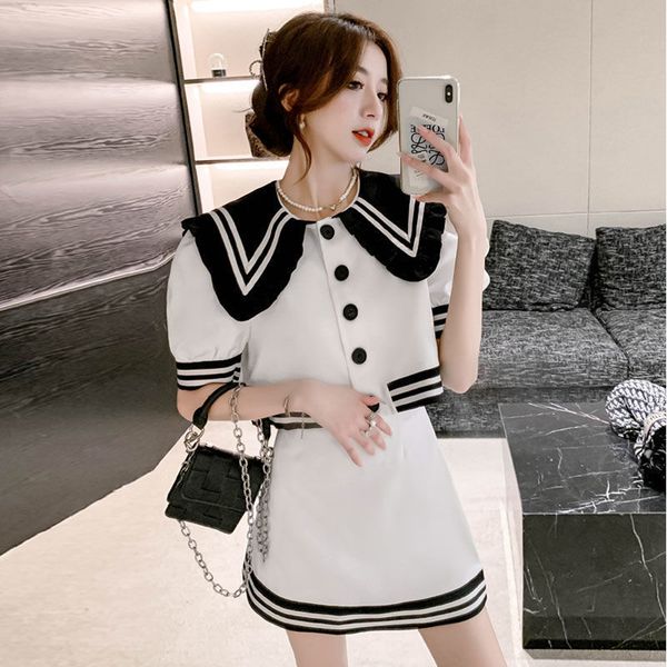 two piece dress wihte stripes blazer skirts suit for women work female cute doll collar 2 sets with high waisted aline mini skirt 230331, White
two piece dress wihte stripes blazer skirts suit for women work female cute doll collar 2 sets with high waisted aline mini skirt 230331, White