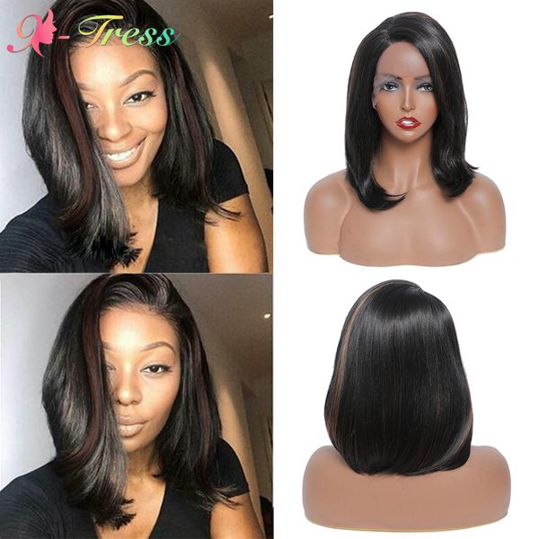 highlight brown synthetic lace wigs for black women ombre color shoulder length l part stort bob wig daily cosplay wigsfactory 
highlight brown synthetic lace wigs for black women ombre color shoulder length l part stort bob wig daily cosplay wigsfactory