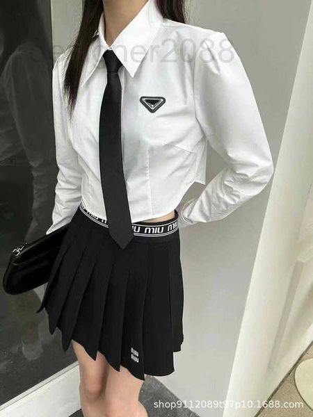 women's blouses & shirts designer 2023 new simple polo neck reversed triangle decorative short single breasted long sleeve versatile ti, White
women's blouses & shirts designer 2023 new simple polo neck reversed triangle decorative short single breasted long sleeve versatile ti, White