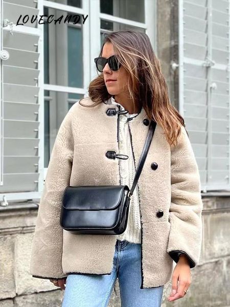 women's leather faux women street thick fur jackets 2023 warm single breasted fleece cropped coat fashion chic female collarless overco, Black
women's leather faux women street thick fur jackets 2023 warm single breasted fleece cropped coat fashion chic female collarless overco, Black