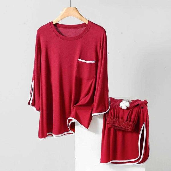 modal pajamas womens spring and summer color matching white edge split plus size
modal pajamas womens spring and summer color matching white edge split plus size
