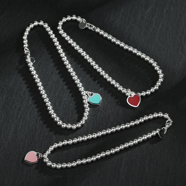 fashion sterling silver tag love heart bracelets strands designer jewelry original classic t beads bracelet 4mm round ball chain blue charm, Black
fashion sterling silver tag love heart bracelets strands designer jewelry original classic t beads bracelet 4mm round ball chain blue charm, Black