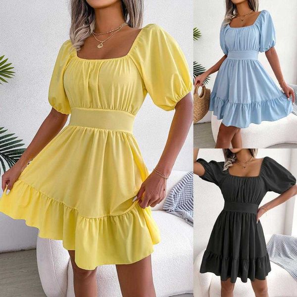 ins style dresses spring and summer casual square collar backless tied lotus leaf, Black;gray
ins style dresses spring and summer casual square collar backless tied lotus leaf, Black;gray
