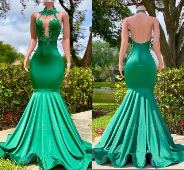 green mermaid prom dresses 2023 new high neck open back appliques lace satin long evening party gowns celebrity wears robes de soiree, Black
green mermaid prom dresses 2023 new high neck open back appliques lace satin long evening party gowns celebrity wears robes de soiree, Black