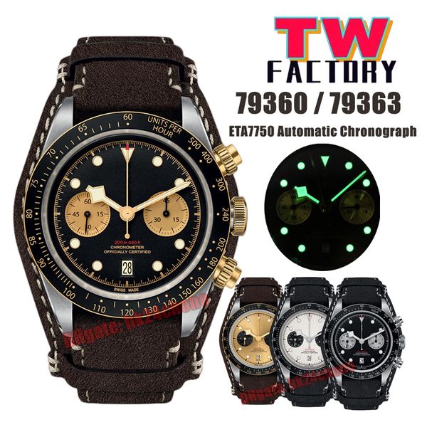 tw factory watches stainless steel 41mm 79360 / 79363 chrono chronograph automatic eta7750 mens watch black / white / champagne dial leather, Slivery;brown
tw factory watches stainless steel 41mm 79360 / 79363 chrono chronograph automatic eta7750 mens watch black / white / champagne dial leather, Slivery;brown