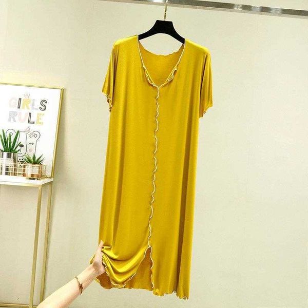 summer modal dress v neck short sleeved fungus flying plus size loose and thin home, Black;gray
summer modal dress v neck short sleeved fungus flying plus size loose and thin home, Black;gray
