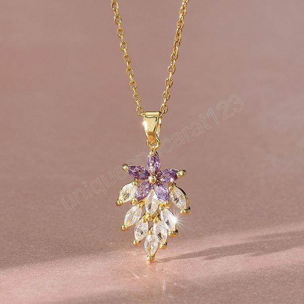 delicate fashion copper micro inlaid crystal leaf pendant necklace for women charm grape party jewelry birthday gift for girls, Silver
delicate fashion copper micro inlaid crystal leaf pendant necklace for women charm grape party jewelry birthday gift for girls, Silver