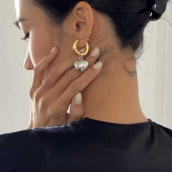 statement minimalist gold silver color mixed solid heart pendant hoop earrings street style korean fashion jewelry, Golden
statement minimalist gold silver color mixed solid heart pendant hoop earrings street style korean fashion jewelry, Golden