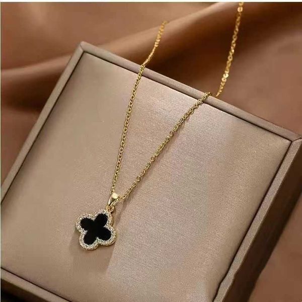 van clover necklace designer four leaf chain japanese and korean version color double-sided black white diamond inlaid clover female lucky g, Silver
van clover necklace designer four leaf chain japanese and korean version color double-sided black white diamond inlaid clover female lucky g, Silver