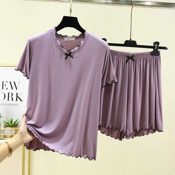 modal pajamas womens summer thin outerwear short sleeved shorts ice silk