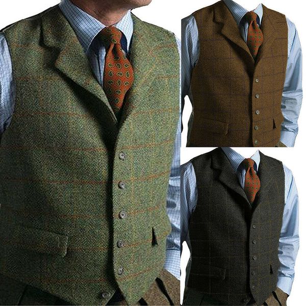 men's vests green men tweed plaid waistcoat slim fit lapel suit herringbone vintage for wedding groomsmen 230331, Black;white
men's vests green men tweed plaid waistcoat slim fit lapel suit herringbone vintage for wedding groomsmen 230331, Black;white
