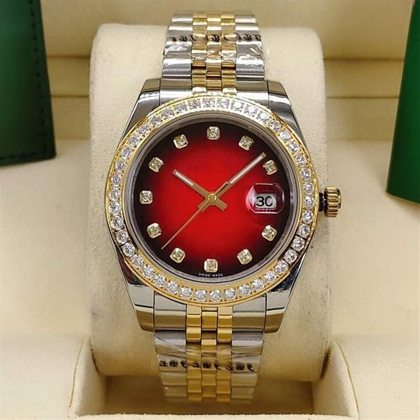 men and women automatic watches 41mm calendar classic red diamond bezel stainless steel fold buckle waterproof240z, Slivery;brown
men and women automatic watches 41mm calendar classic red diamond bezel stainless steel fold buckle waterproof240z, Slivery;brown