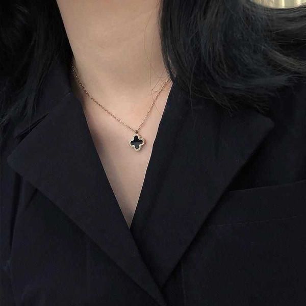 van clover necklace designer four leaf chain grass female 18k rose gold temperament simple cool wind ins collar chain black and white fritil, Silver
van clover necklace designer four leaf chain grass female 18k rose gold temperament simple cool wind ins collar chain black and white fritil, Silver