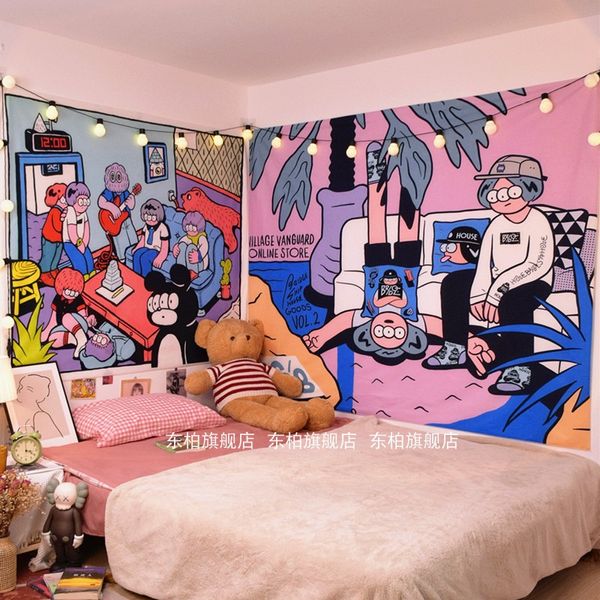 

American cartoon background cloth bedroom bedside hanging cloth net celebrity live wall cloth rental house renovation dormitory decoration tapestry art prints