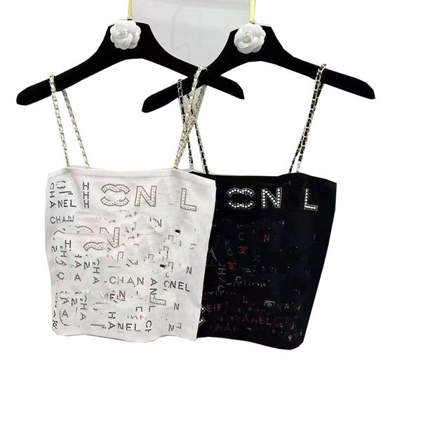 23ssdesigner runway summer 2022 women's t-shirt fashion chain tanks ladies elegant letter women sleeveless casual tank top, White
23ssdesigner runway summer 2022 women's t-shirt fashion chain tanks ladies elegant letter women sleeveless casual tank top, White