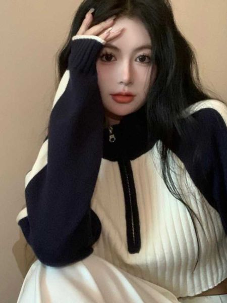 y2k aesthetic turtleneck zipper korean fashion femme chandails long sleeve womans sweaters contrast color patchwork crop p230331, Black
y2k aesthetic turtleneck zipper korean fashion femme chandails long sleeve womans sweaters contrast color patchwork crop p230331, Black
