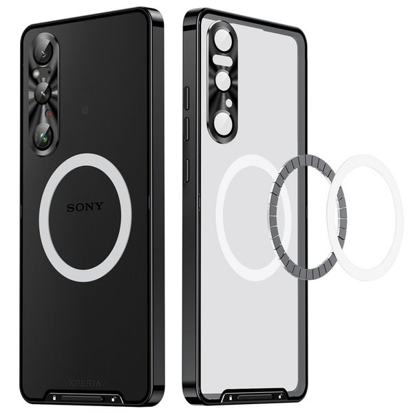 Image of New Brand Design Cover Shell For Sony Xperia 1 V IV Metal Magnetic Bumper Anti fingerprint Mobile Phone Case