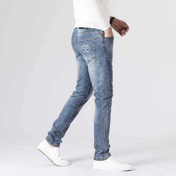 thin summer light color jeans men's elastic slim fit fashion brand casual versatile simple washed mid waist, Blue
thin summer light color jeans men's elastic slim fit fashion brand casual versatile simple washed mid waist, Blue