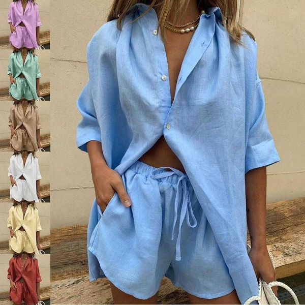summer single breasted lapel short pant sleeved shirt two piece wide leg pants, White
summer single breasted lapel short pant sleeved shirt two piece wide leg pants, White