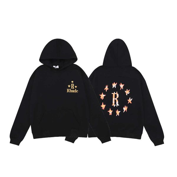 chaopai rhude five pointed star printed terry hoodie sweater men's and women's large loose coat, Black
chaopai rhude five pointed star printed terry hoodie sweater men's and women's large loose coat, Black